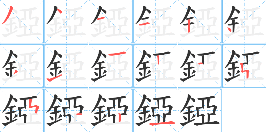 錏的筆順筆畫